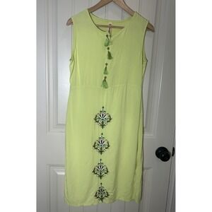 Anouk Women Sleeveless Kurta Tunic Blouse Sz S Green Embroidered Boho Hippie